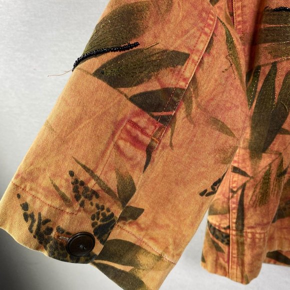 VTG Chico's Design Palm Leaf Denim Jacket, 12 - Picture 9 of 10